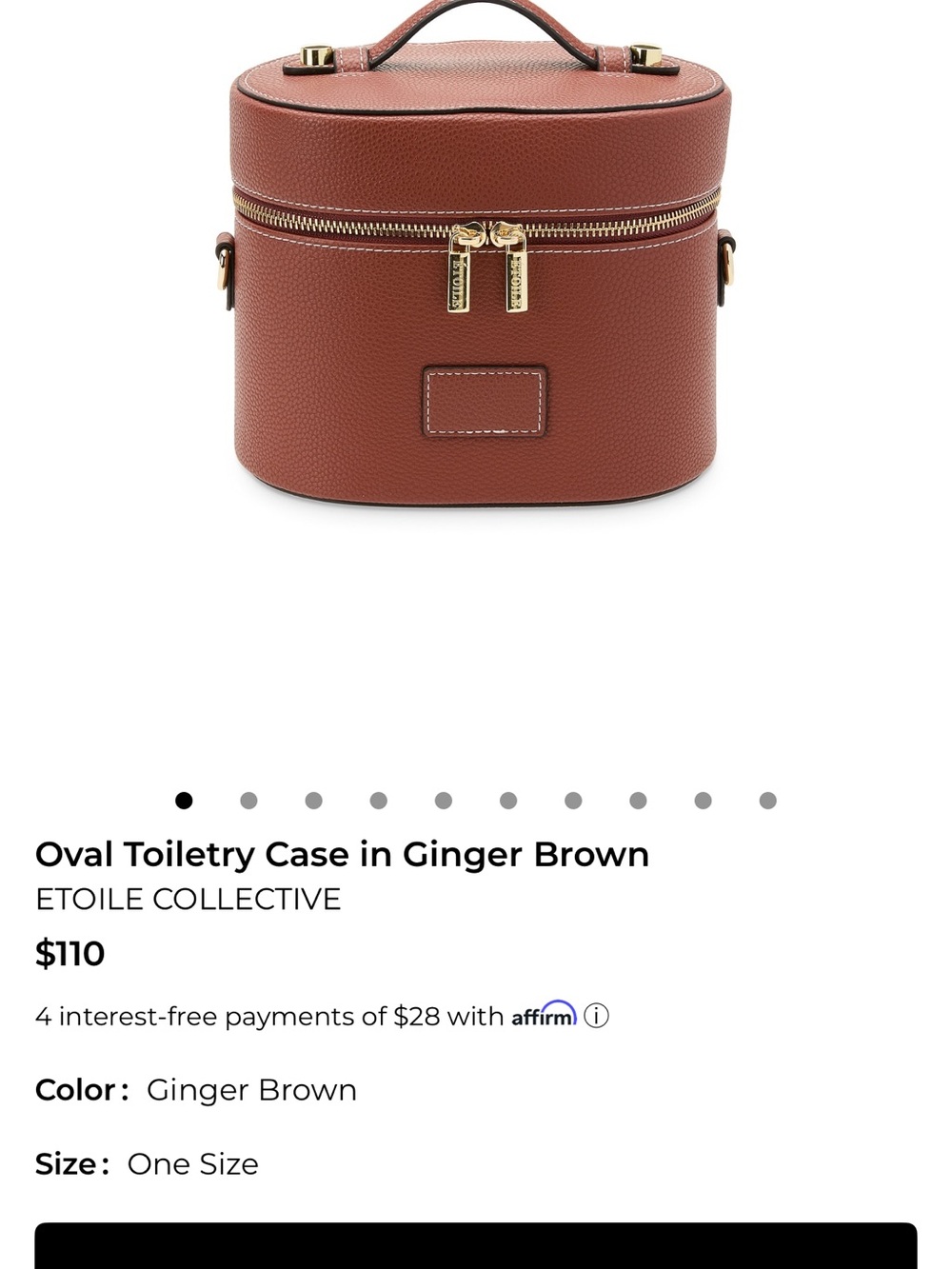 Etoile Collective Ginger Brown Oval Toiletry Case